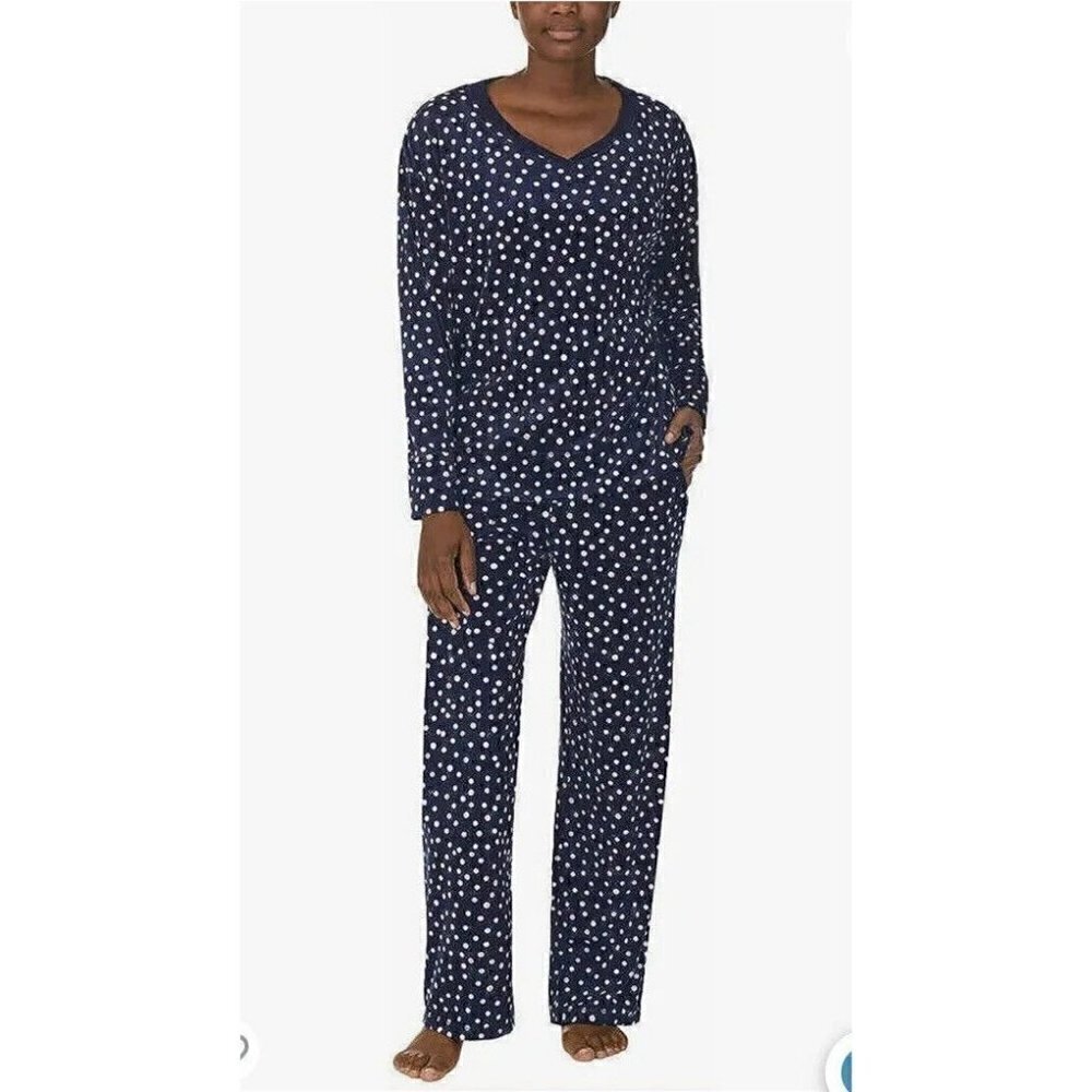 Nautica Women’s Sz XL Blue Aurora Dot Fleece 2 Piece Pajama Set